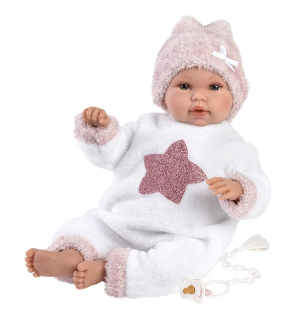 Llorens 63648 NEW BORN - realistische baby pop met geluiden en zacht stoffen lichaam - 36 cm