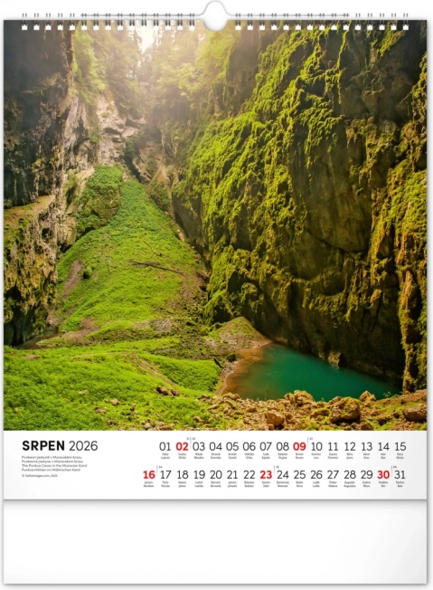 Wandkalender Wandelen door het Moravische landschap 2026