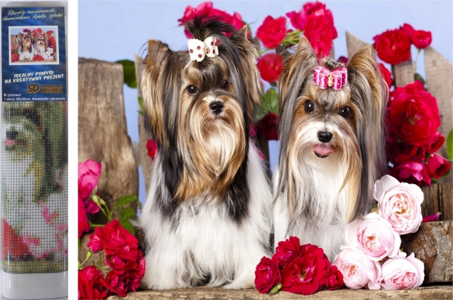 Diamond painting hondjes in rozen 30 × 40 cm