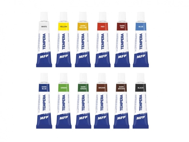 Tempera kleuren 12 stuks 12ml in doosje 10x25x2cm