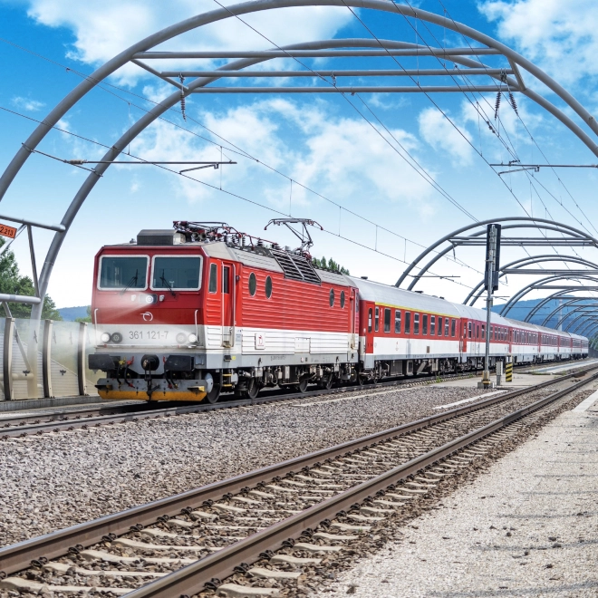 Metalen Locomotief Rood en Grijs 17 cm