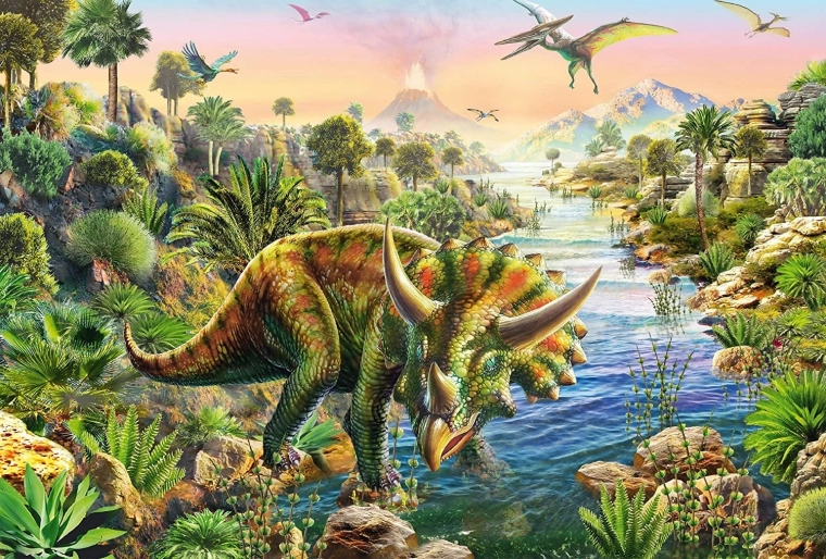 Dappere triceratops in de jungle