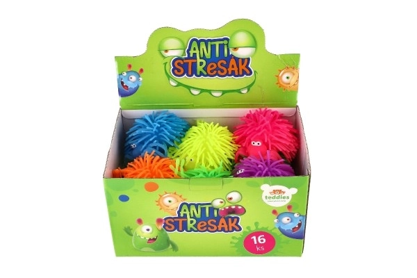 Stressbal spin antistress siliconen 10 cm op batterijen met licht 6 kleuren in zakje 16 stuks in doos