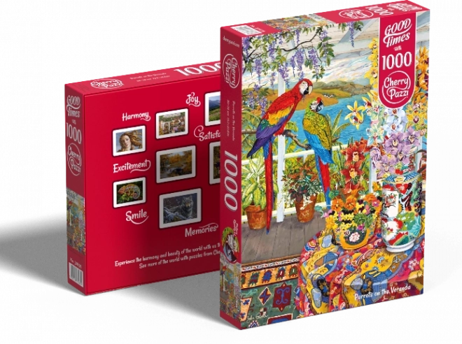 Puzzel papegaaien op de veranda 1000 stukjes