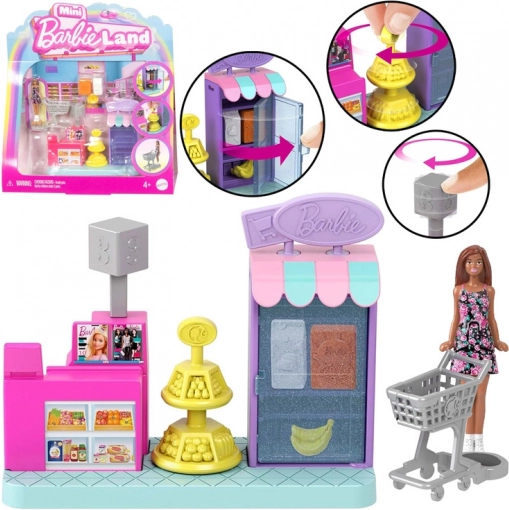 Mini supermarkt Barbie Land met pop en kassa