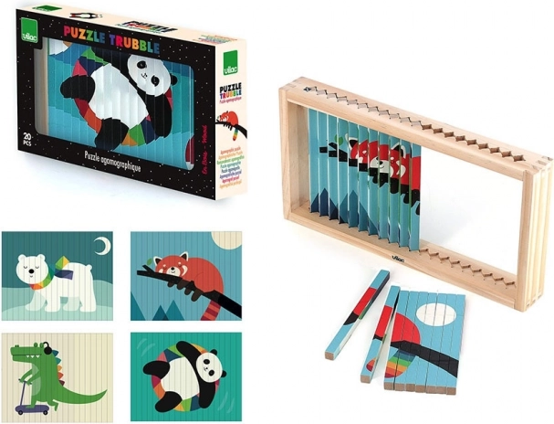 Houten 4D puzzel Dieren van Vilac