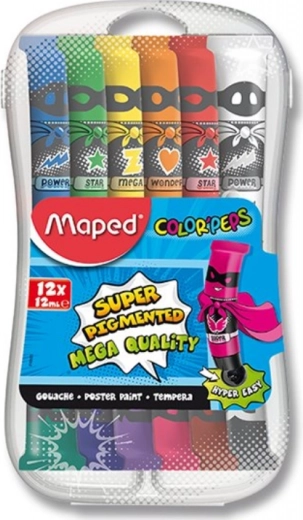 Plakkaatverf in tubes 12×12 ml in kunststof box MAPED