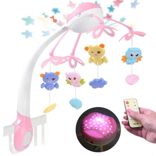 Baby mobiel met projector op afstandsbediening – roze