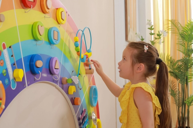 Houten Montessori wandpaneel - regenboog