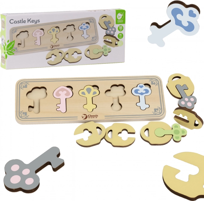houten Montessori-insteekspel sleutels en sloten CLASSIC WORLD