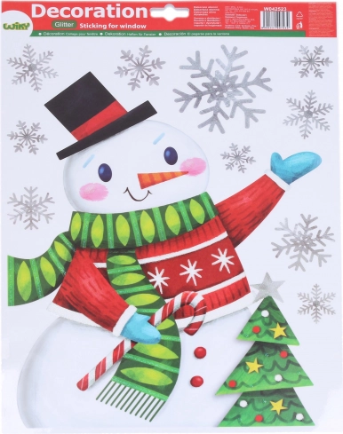 Kerst raamdecoratie Sneeuwman 41 × 29 cm