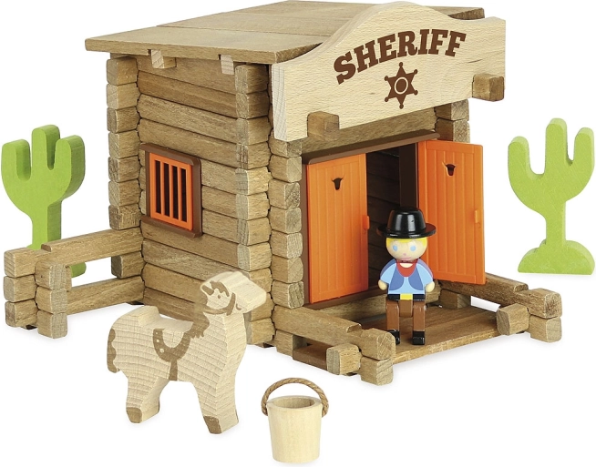 Jeujura houten bouwset sheriffstation, 80 delen