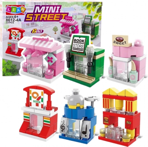 Constructieset Mini Street 6-in-1 – klein stadje met gebouwen, winkels en cafés (137 stukjes)