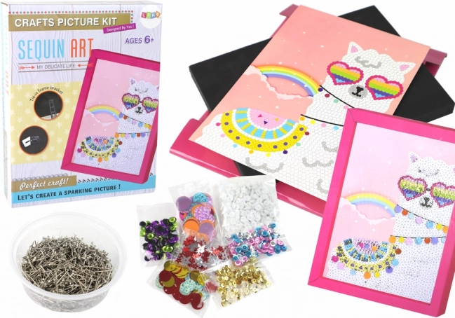 DIY Set Pailletten Spelden Lama Gekleurd Frame