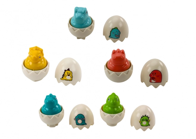 Set van zes kleurrijke geometrische dinosaurus-eieren