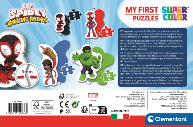 CLEMENTONI Mijn eerste puzzel Spidey en zijn geweldige vrienden 4-in-1 (3,6,9,12 stukjes)