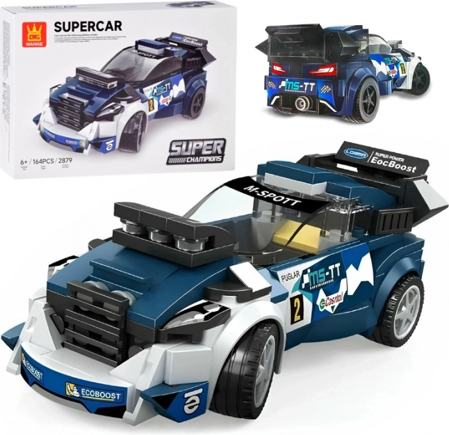 Technische bouwset sportauto blauw 164 onderdelen met stickers