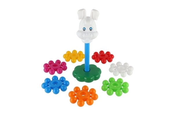Stapelbare piramide met ringen van plastic 26cm in net 12m+