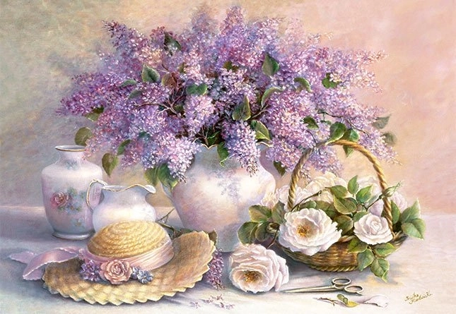 Puzzel bloemen – seringen en rozen 1000 stukjes