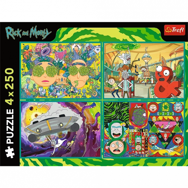 Puzzel 4x250 Gekke Wereld van Rick en Morty door Trefl