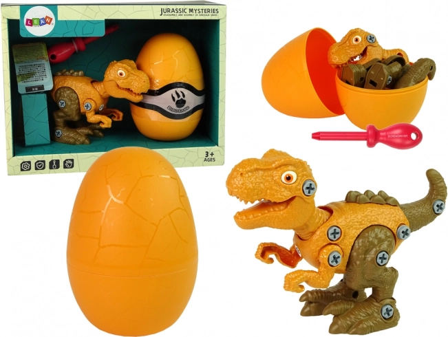 Bouwpakket dinosaurus Tyrannosaurus rex met ei en schroevendraaier – oranje