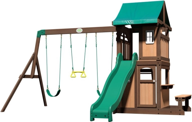 houten speeltoestel BACKYARD DISCOVERY Lakewood met glijbaan, schommels en huisje