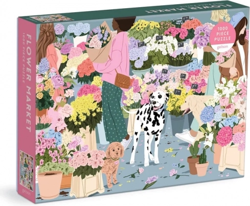 Levendig motief van de bloemenmarkt