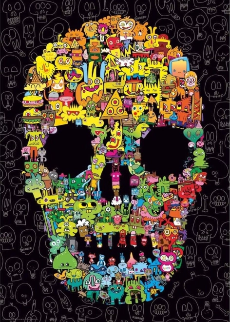 Puzzel 1000 stukjes – schedel vol doodles