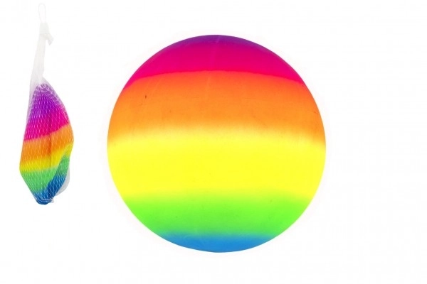 Regenboog rubberen bal niet opgeblazen 23cm in net