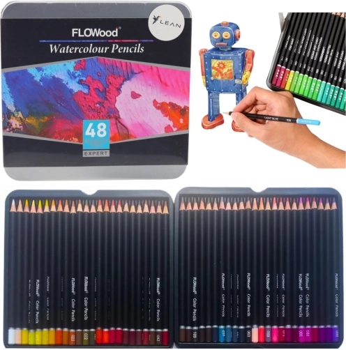 aquarel artistieke kleurpotloden 48 kleuren in metalen etui