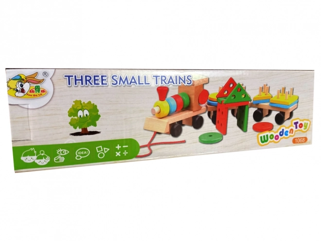 Houten treintje met 2 afneembare wagons