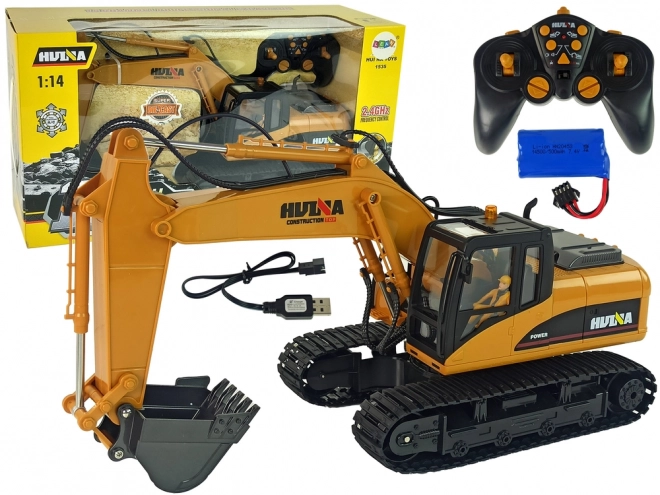 Gele RC graafmachine Caterpillar 1:14 op afstandsbediening