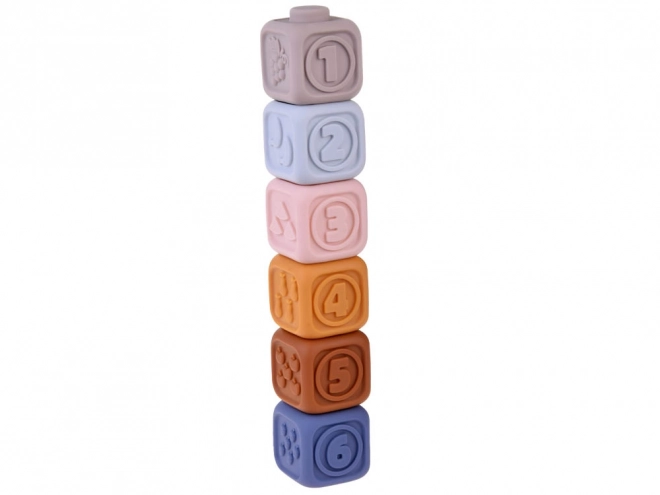 Zachte rubberen sensorische blokken piramide puzzel met teddybeer ZA4819