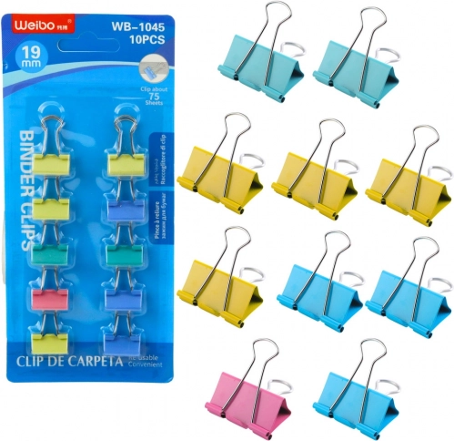 Set gekleurde kantoorclips 19 mm 10 stuks