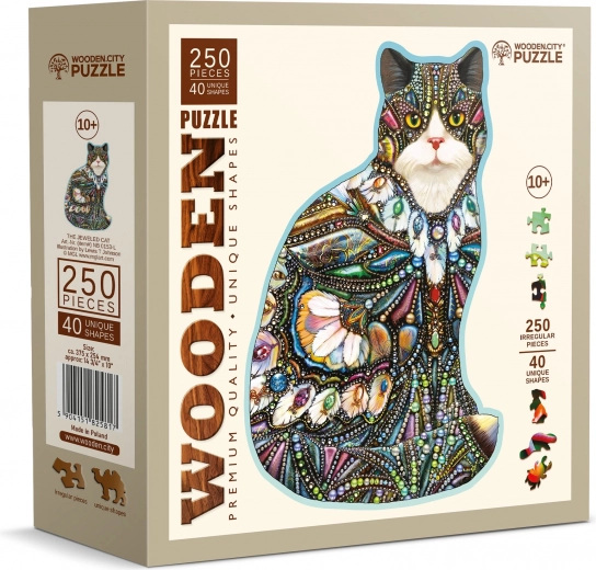 Houten puzzel Versierde kat 250 stukjes WOODEN CITY