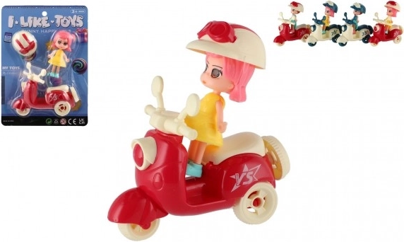 Pop op scooter met helm in verschillende kleuren