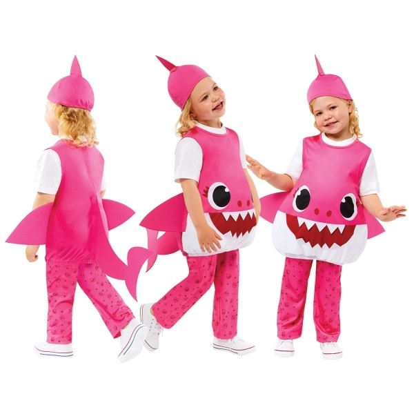 Kostuum Baby Shark roze voor kinderen 3-4 jaar