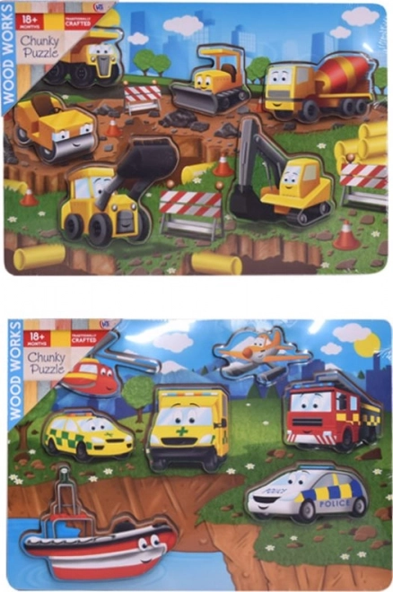 Houten Inlegpuzzel Voertuigen