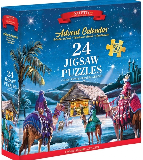 EUROGRAPHICS Puzzel Adventskalender: Geboorte van Jezus 24x50 stukken