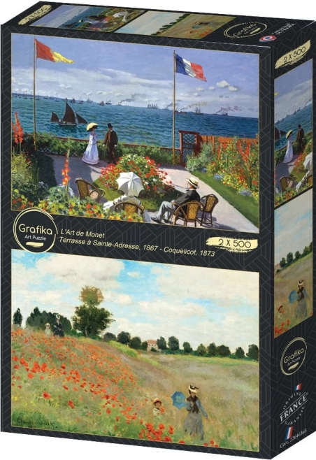 Puzzel Tuin in Sainte-Adresse en Klaprozenveld 2x500 stukjes