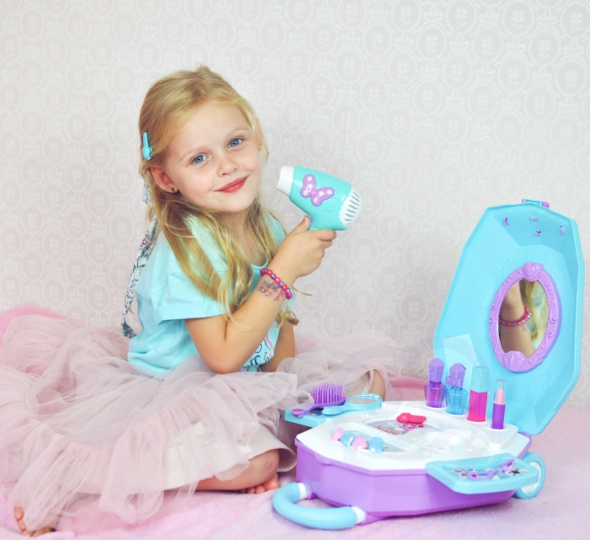 Kaptafel voor meisjes 2-in-1 Mooie salon WOOPIE in koffertje