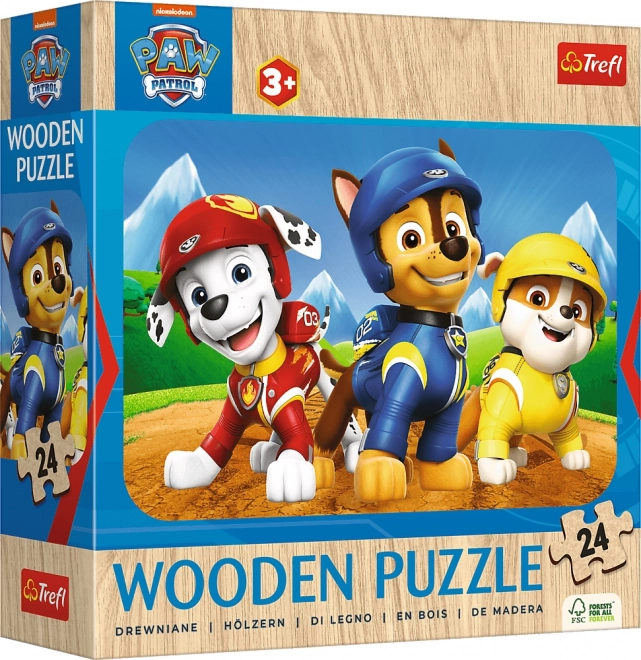 Puzzel 24 houten stukjes Paw Patrol