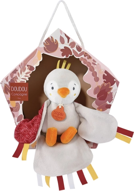 Doudou cadeau­set – muzikaal pluche vogeltje 23 cm – Rood