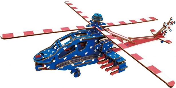 Houten 3D-puzzel Amerikaanse gevechtshelikopter Apache
