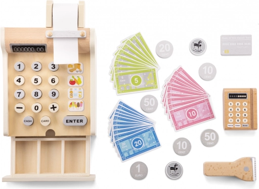 Houten kassa voor kinderen met accessoires
