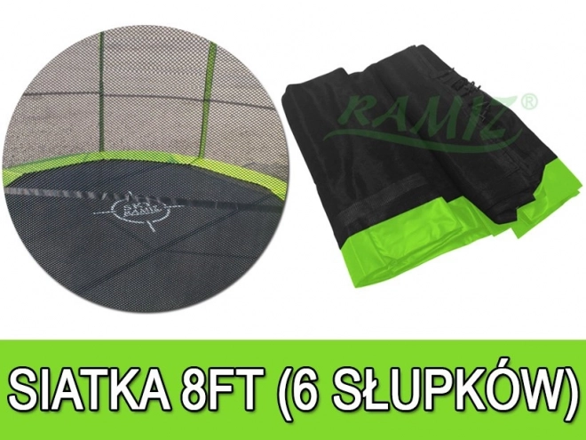 SkyRamiz Groene veiligheidsnet voor tuintrampoline 244 cm/8FT 6 paal tunnels