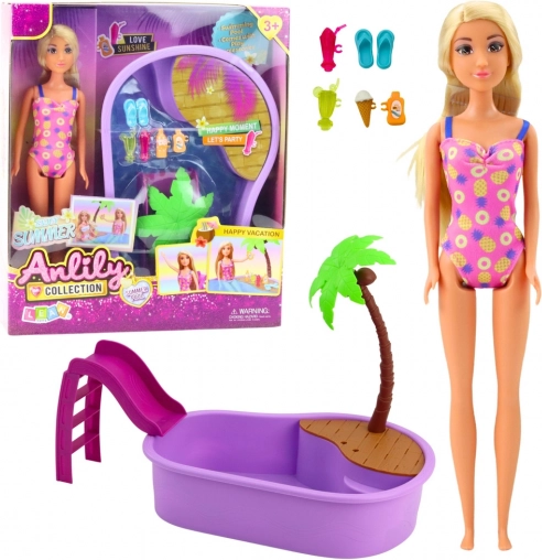 Pop ANLILY op het strand met zwembad en accessoires