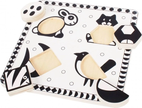 Bigjigs Toys houten inlegpuzzel zwart-witte vormen