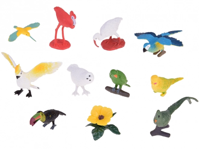 Set van kleurrijke figuren van exotische vogels