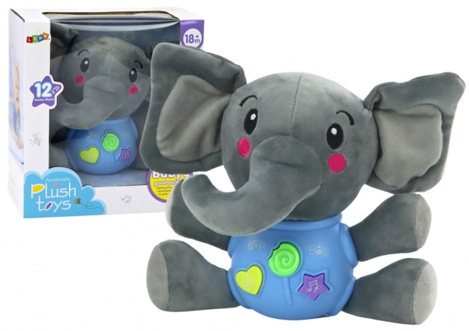 Interactieve pluchen olifant Blauw spelend pluche dier 19 cm